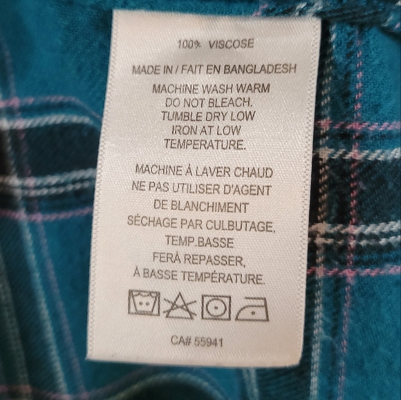 Harlow Plaid Button Down Flannel Shirt, Medium, Blue - Picture 5 of 6